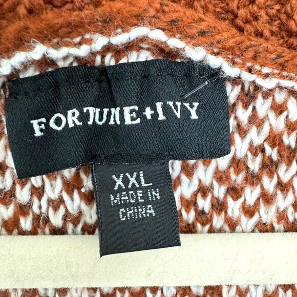 Stitch Fix Fortune + Ivy Womens Long Knit Cardigan Size XXL Chevron Stripe Rust - Picture 3 of 8
